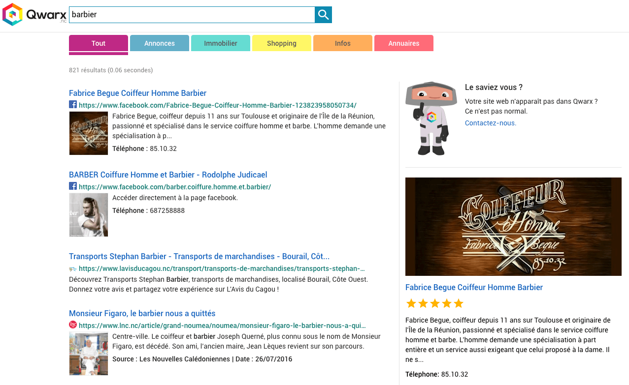 Qwarx Search Page