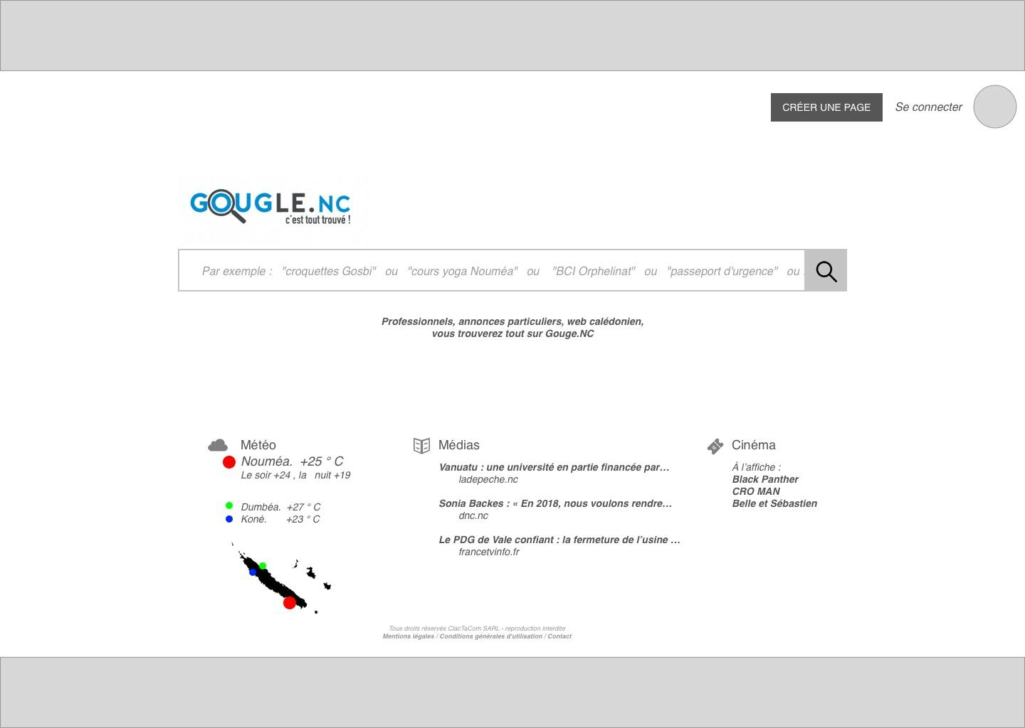 Gougle.nc redesign welcome screen